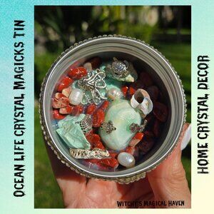 Ocean Sealife Magicks Altar Crystal Charm Tin Home Decor